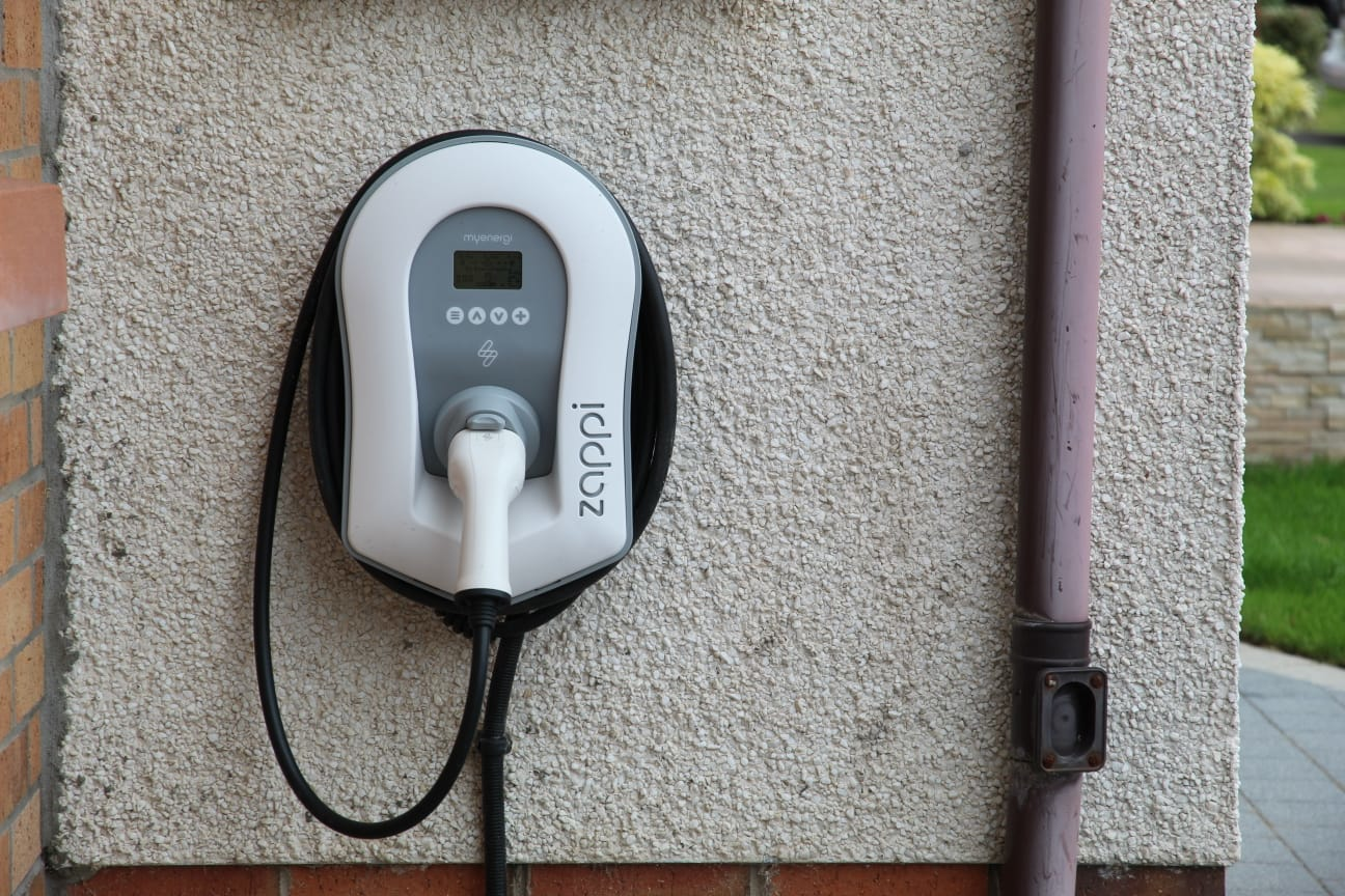 EV charger installed on exterior wall